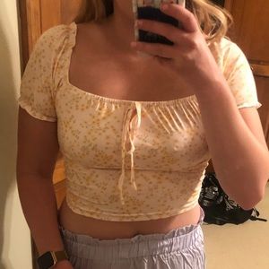 Floral puffy sleeve tshirt crop top size small